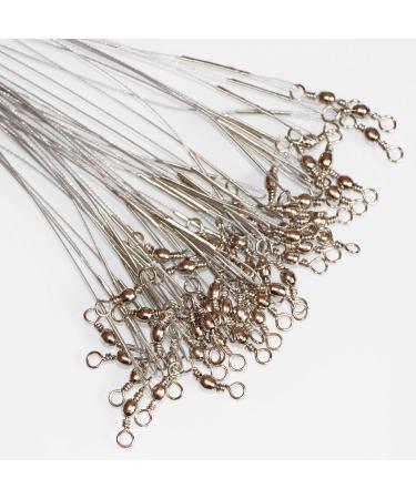 60pcs Fishing Wire Leaders Nylon-Coated Fishing Line Wire Leaders with Swivels and Snaps 6inch, 9inch, 12inch Gray-60pcs