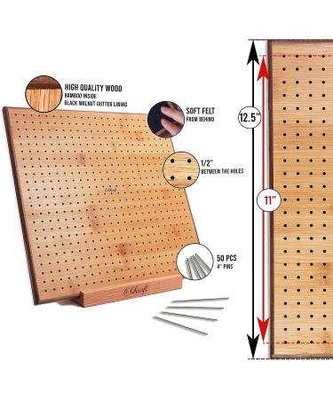 Olikraft Handcrafted Wooden Blocking Board - Excellent Gifts for Knitting Crochet and Granny Squares Lovers - Full Kit with 50 4-inches Stainless Steel Rod Pins  Stand Included (11 inches) - Buy Online on SooperMarket.com