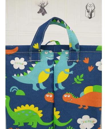 ACMUUNI REC Canvas Laundry Hamper with Handles - Waterproof Cotton Storage Organizer for Kids Toys - Blue Dinosaur Design - Buy Online on SooperMarket.com