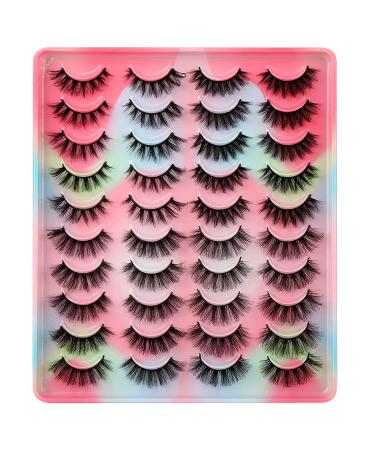 20 Pairs Natural Fluffy Cat Eye False Eyelashes - 4 Styles Wispy 5D Faux Mink Multipack - Buy Online on SooperMarket.com