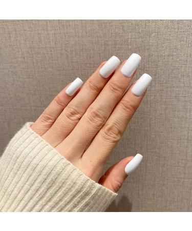 Buy Novo Ovo White Holographic Press-On Nails - Angular Artificial Fingernails with Glue | International Shipping Available - Buy Online on SooperMarket.com