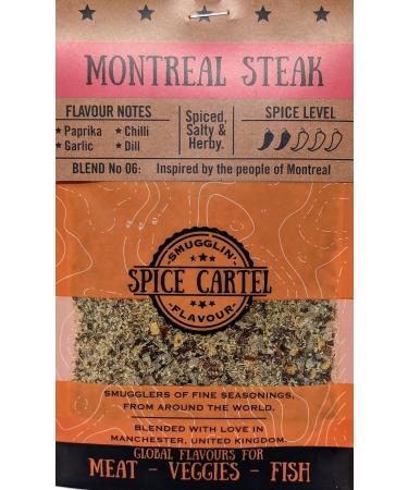 Spice Cartel's Montreal Steak. Artisanal Herb & Spice Blend Inspired by Quebec's Love of Food. 35g Resealable Pouch. Hand Made with Love in The UK. Montreal Steak 35 g (Pack of 1)