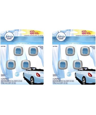 Febreze Car Clip Air Freshner 4 Clips Linen & Sky- 2 Packs