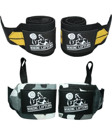 Nordic Lifting Wrist Bandages (4 pcs) - Durable Weightlifting Support for Men & Women | CrossFit & Powerlifting - Gray & Yellow - 1 Year Guarantee - Buy Online on SooperMarket.com