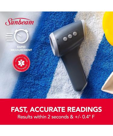 Sunbeam Touchless Digital Infrared Forehead Thermometer Body and Object Modes Instant and Accurate for Adults and Kids Audio Fever Warning Recalls Last 10 Readings Body + Object - Buy Online on SooperMarket.com