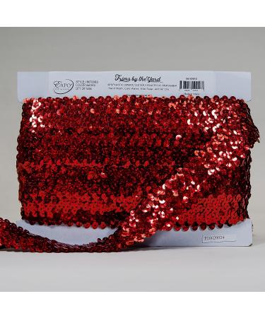 4 Row 1 1/2 Starlight Hologram Red Sequin Trim - By the Yard | Sparkling Trims for DIY Projects - Buy Online on SooperMarket.com