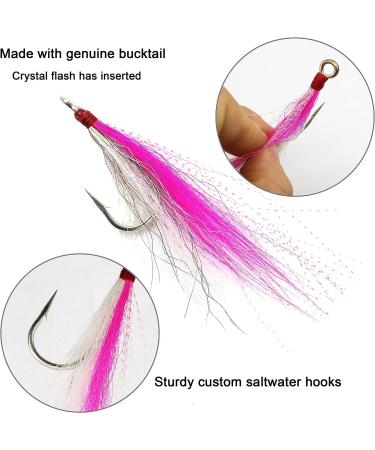 Bucktail Teasers Fluke Rig Fishing Hooks - 6pcs Pink/White Set by Shaddock Fishing - Buy Online on SooperMarket.com