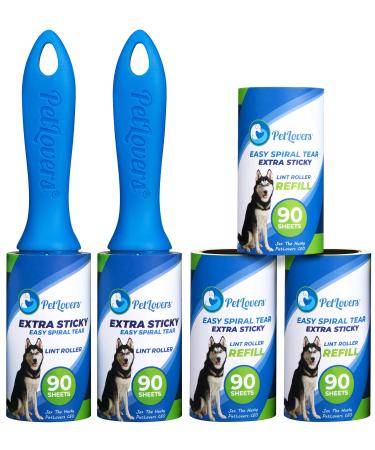 PetLovers Extra Sticky Lint Roller Mega Value Set 450 Sheets for Pet Hair Removal, Dog and Cat Lint Remover