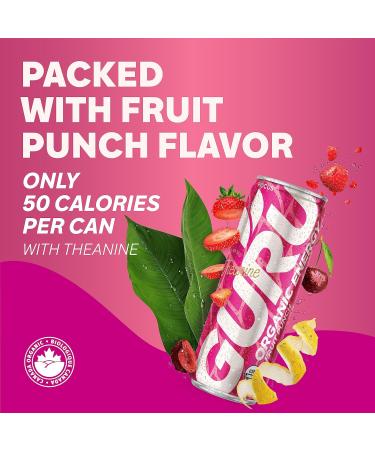 GURU Organic Energy Drink - New Theanine Fruit Punch - Power Up your Mind - Healthy Energy - Plant Based ingredients - Low Sugar - Only 50 calories - The ultimate Brain Booster - 355 ml (Pack of 24) - Buy Online on SooperMarket.com