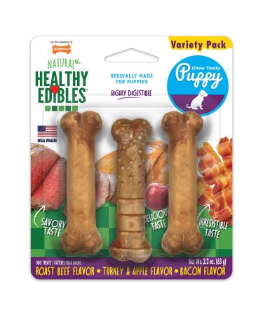 Nylabone Healthy Edibles Puppy Natural Long Lasting Dog Chew Treats l Turkey & Sweet Potato Flavor l All Natural Puppy Chew Treats l Made in USA Variety 1 Count (Pack of 3)