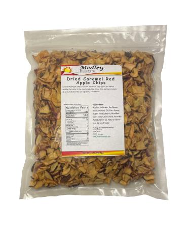 Medley Hills Farm Dried Caramel Red Apple Chips 1 Lb in Resealable Bag "Made in the USA"