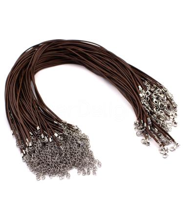 CleverDelights Imitation Leather Cord Necklaces - Brown - 18 Inch - 100 Pack