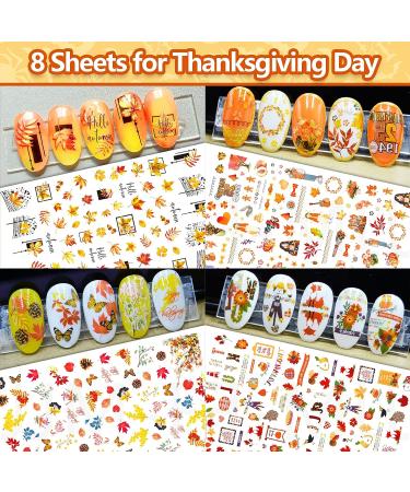 TailaiMei 16 Sheets Holiday Nail Stickers - Halloween & Thanksgiving 3D Self-Adhesive Nail Art Decals for Autumn DIY Decorations - Buy Online on SooperMarket.com