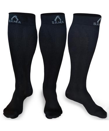 SAMA DILIGENCE support stockings for thick calves - compression stockings for women and men 1 pair 7XL large sizes black (1 pair)