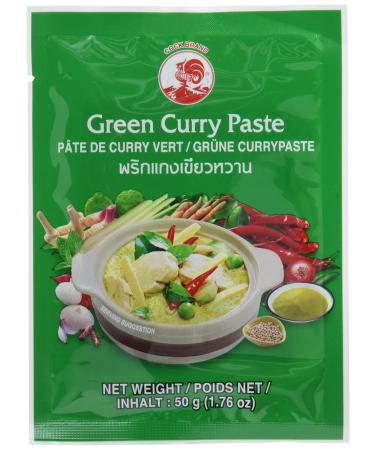 Cock curry paste green very spicy authentic Thai cooking natural ingredients vegan halal and gluten -free (6 x 50 g pack)