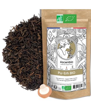 Ascenbio - Organic PuErh Black Tea - 180g Loose - Prepared and packaged in France - Biodegradable Packaging