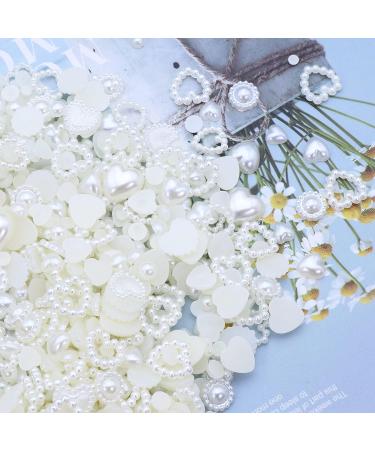 YAEISM 550Pcs Creamy White Pearl 3D Nail Charms - Assorted Shapes for Nail Art and Jewelry DIY - Buy Online on SooperMarket.com