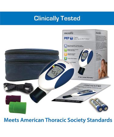 Microlife Digital Peak Flow Meter with FEV1 | Reliable Respiratory Spirometer for Home Monitoring Asthma & COPD - Buy Online on SooperMarket.com