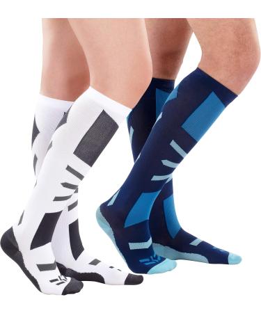 COMPREX Compression Stockings | Ultimate Ski Travel & Pregnancy Socks | Breathable Compression Socks (White/Gray Size 35-38) - Buy Online on SooperMarket.com