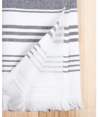 Sticky Toffee Cotton White Hand Towels Set - Soft & Absorbent Gray Striped Bath Towels - Oeko-Tex Certified, Quick-Drying - 28x16 - Reusable - Buy Online on SooperMarket.com