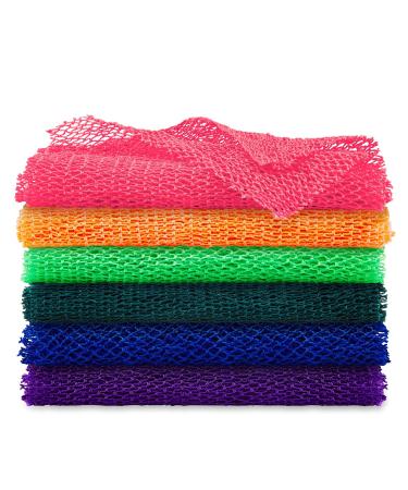 6 Pieces African Net African Body Exfoliating Net African Net Bath Sponge Exfoliating Shower Body Scrubber Back Scrubber Skin Smoother for Daily Use or Stocking Stuffer (Assorted Color)