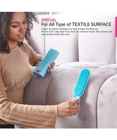 Pet Hair Remover - Double-Sided Brush for Couch Clothing Car & Carpet - Self-Cleaning Base | Effective Dog & Cat Fur Lint Remover (New Blue - Buy Online on SooperMarket.com