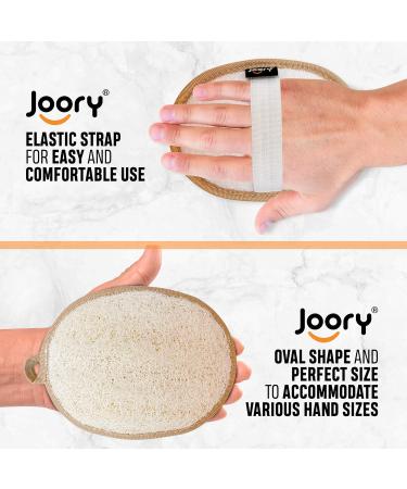 JOORY Natural Exfoliating Loofah Sponge - 3 Pack Egyptian Body Scrubber | Biodegradable Shower Luffa Pad - Buy Online on SooperMarket.com