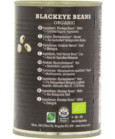 Biona Organic Blackeye Beans in Water 400g Package may vary (Pack of 2) - Buy Online on SooperMarket.com