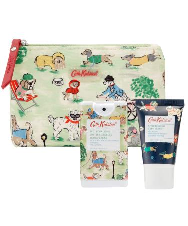 Cath Kidston Beauty Park Dogs Cosmetic Pouch | 30ml Hand Cream & 15ml Antibacterial Hand Spray | Cruelty Free & Vegan Friendly
