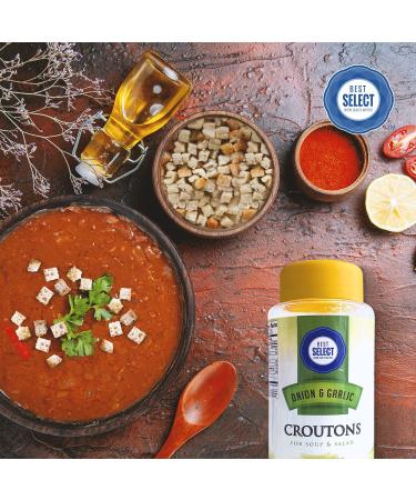 Crunchy Onion Garlic Mini Croutons for Soups and Salads - 2 Pack - 15 oz Each - Kosher Non Dairy - Resealable Container - Buy Online on SooperMarket.com