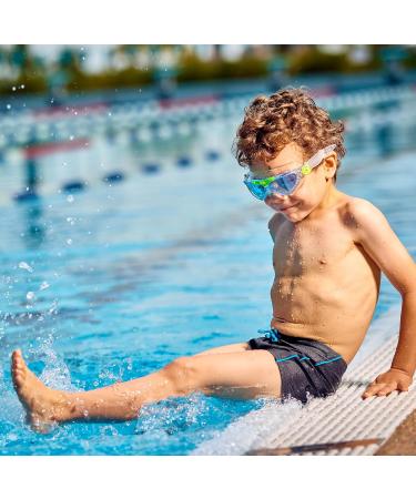 Aquasphere Vista JR Swimming Goggles for Kids | UV Protection Leak-Free Silicone Seal | Perfect for Boys & Girls Ages 6+ - Transparent & Light Green-Blue Lens - Buy Online on SooperMarket.com