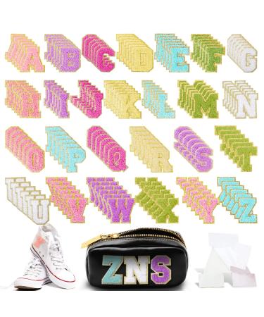 156 Pieces Chenille Letter Patches Self Adhesive Letter Patches 6 Set A-Z Stony Clover Patches Preppy Patches Varsity Chenille Letters for DIY Phone Bags Backpacks Hats (Unicorn)