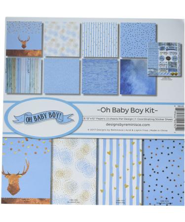 Reminisce (REMBC) Oh Baby Boy Scrapbook Collection Kit, Multicolor