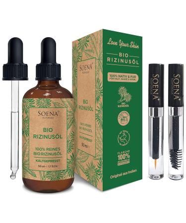 100% Pure Cold Pressed Bio Castor Oil | Hair Eyelashes & Skin Care | Mascara + Eyeliner Kit | Made in Germany | 50ml - Buy Online on SooperMarket.com
