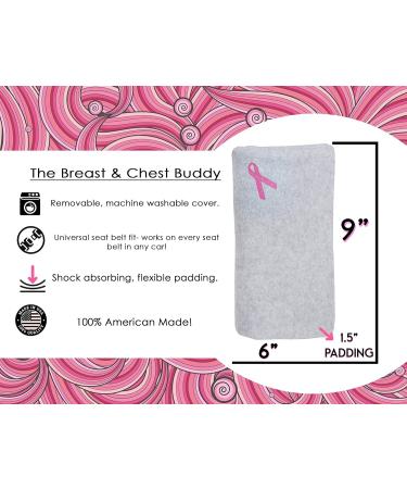 Breast & Chest Buddy - Seatbelt Cushion for Mastectomy & Breast Reconstruction | Solid Pink with Cancer Ribbon - Buy Online on SooperMarket.com