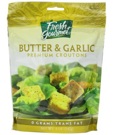 Fresh Gourmet Premium Croutons, Butter & Garlic, 5 Ounce (Pack of 6) - Packaging May Vary Butter and Garlic 5 Ounce (Pack of 6)