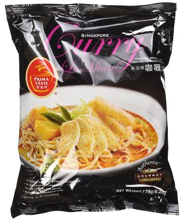 Prima Taste Curry La Mian Singapore 178g/6.2oz - Pack of 12 | Authentic Singaporean Instant Noodles - Buy Online on SooperMarket.com
