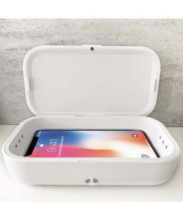 UV Phone Sanitizer and Charger by Johns Avenue - UV Sanitizer with Quick 5 Minute Sanitation Mode Can Also Be Used in Car White Regular Size