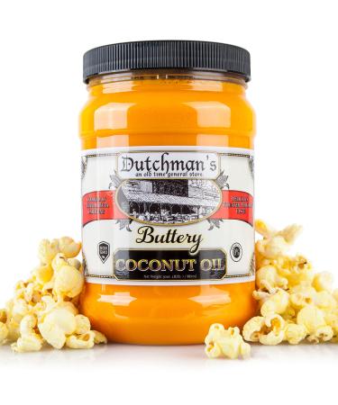 Dutchmans Popcorn Coconut Oil | Butter Flavored Oil, 30oz Jar - Colored with Natural Beta Carotene, Makes Theater Style Popcorn, Vegan, Healthy, Zero Trans Fat, Gluten Free, Made in USA 1.87 Pound (Pack of 1)