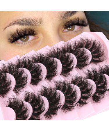 Fluffy Lashes Mink Fluffy Eyelashes 8D Cat Eye Lashes Pack Long Thick Volume Lashes That Look Like Extensions by Geeneiya Dense