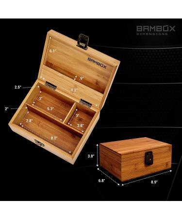 BAMBOX Stash Box with Rolling Tray, Smell Proof Containers, Wooden Locking Storage for Grinders, Papers, and Accessories - Buy Online on SooperMarket.com
