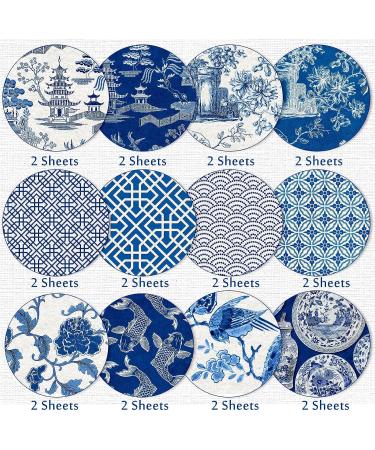 Whaline Chinoiserie Pattern Paper - 24 Sheets Blue China Scrapbook Specialty Paper - Buy Online on SooperMarket.com