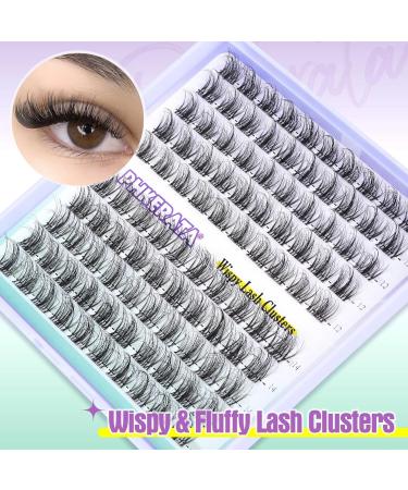 PHKERATA Wispy Individual Eyelashes Extension DIY Kit | C Curl Fluffy Cluster Lashes with Glue, Tweezers, Bond & Seal | Natural Look | 100Pcs 12/14MM - Buy Online on SooperMarket.com