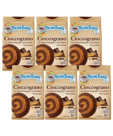 MULINO BIANCO Cioccograno Italian shortbread biscuits made with wholemeal flour and dark chocolate 330g x 6 packets (Cioccograno x6) Cioccograno x6