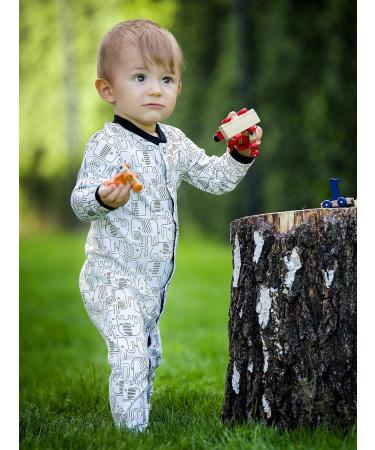 Sibinulo Baby Sleepsuit with Anti-Slip Feet | 100% Eco Cotton | Black Elephants | 12-18 Months - Buy Online on SooperMarket.com