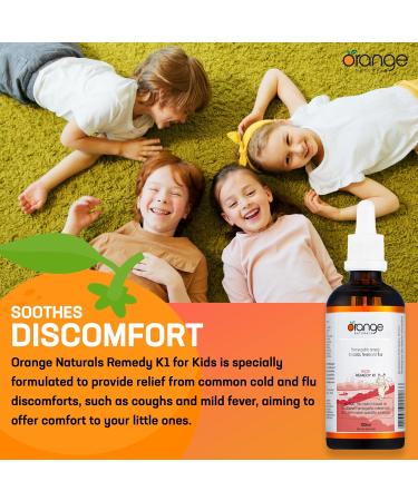 Orange Naturals - Remedy K1 for Kids - Formerly Cold+Flu for Kids - Gentle Relief for Cough & Dry Cough - 100ml Non-Drowsy Solution for Children - Buy Online on SooperMarket.com