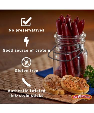 Old Wisconsin Beef Sausage Sticks - High Protein, Low Carb, Keto, Gluten Free, Naturally Smoked - 6oz - Buy Online on SooperMarket.com