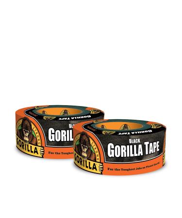 Gorilla Black Duct Tape, 1.88" x 12 yd, Black, (Pack of 2) Black 2 Pack