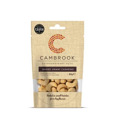 Cambrook Baked Umami Cashews 80 g Bag - Premium Quality Nuts Gluten Free Vegan Baked Umami Cashews 80g (Pack of 1)