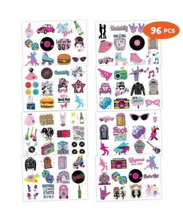 50s Temporary Tattoos (96PCS) - Birthday Party Decorations & Favors for Fans | Women, Men, Boys, Girls | School Prizes & Gifts - Buy Online on SooperMarket.com